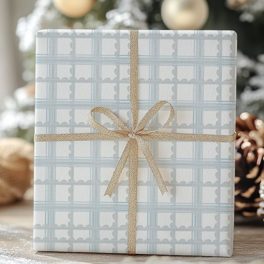Light Blue und White Kariert Geschenkpapier