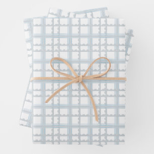 Light Blue und White Kariert Geschenkpapier Set