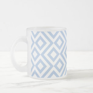 Light Blue und White Meander Mattglastasse