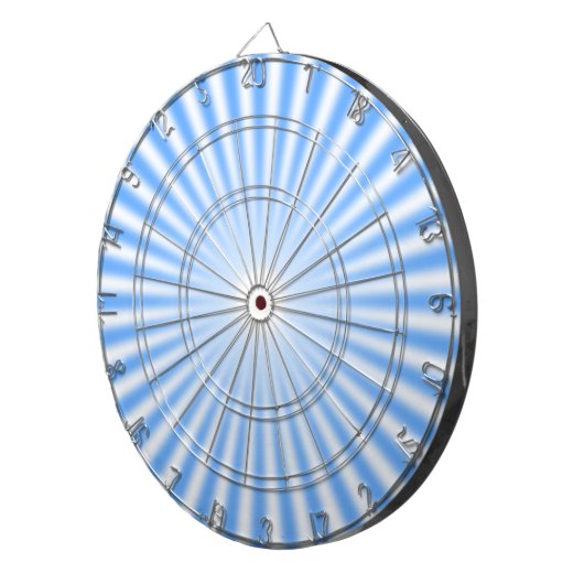 Light Blue und White Rays Dart Board Dartscheibe (Vorderseite rechts)
