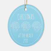 Light Blue und White Seashell Personalisiert Keramik Ornament (Links)
