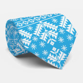 Light Blue und White Winter Fair Isle Weihnachten Krawatte (Gerollt)