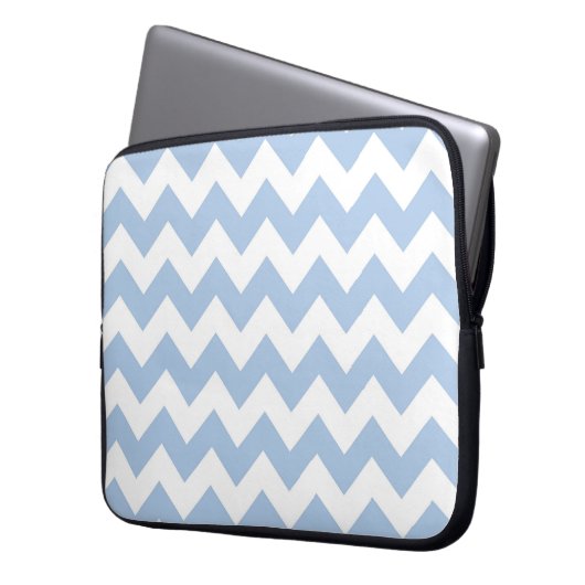 Light Blue und White Zigzag Laptopschutzhülle (Vorderseite Links)