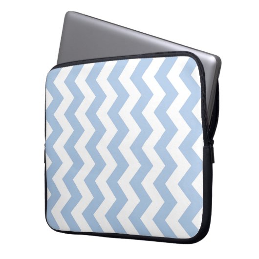 Light Blue und White Zigzag Laptopschutzhülle (Vorderseite Links)