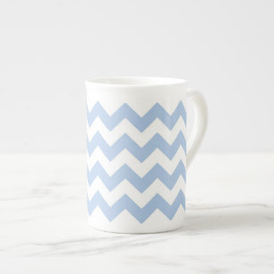 Light Blue und White Zigzag Porzellantasse