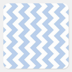 Light Blue und White Zigzag Quadratischer Aufkleber