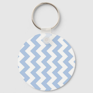 Light Blue und White Zigzag Schlüsselanhänger