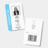 Light Blue Vertikal w Strip Security ID Employee Ausweis (Front & Back)