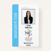 Light Blue Vertikal w Strip Security ID Employee Ausweis (Vorderseite)