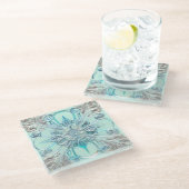 Light Blue Verziert Glass Untersetzer (Schrägansicht)