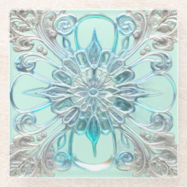 Light Blue Verziert Glass Untersetzer