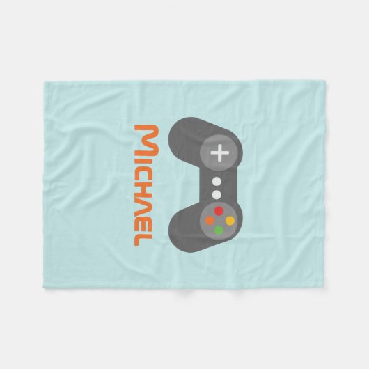 Light Blue Video Game Controller Fleecedecke (Vorderseite (Horizontal))
