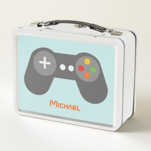 Light Blue Video Game Controller Metall Brotdose (Rückseite)