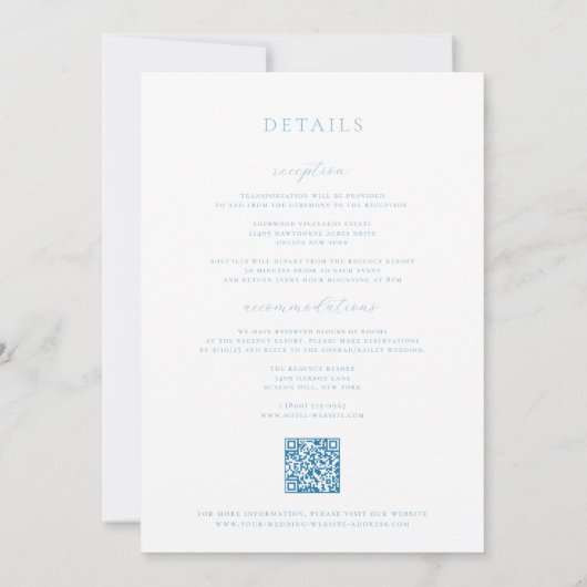 Light Blue Viktorianisch Frame Wedding Einladung (Rückseite)