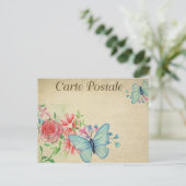 Light Blue Vintag Butterfets Postkarte (Stehend Vorderseite)