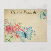 Light Blue Vintag Butterfets Postkarte (Vorderseite)