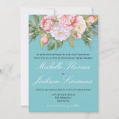 Light Blue Vintag Pink Roses Romantische Hochzeit Einladung (Vorderseite)
