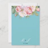 Light Blue Vintag Pink Roses Romantische Hochzeit Einladung (Rückseite)