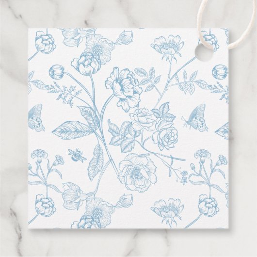 Light Blue Wappen Monogram Wedding Vielen Dank Geschenkanhänger (Rückseite)