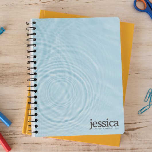 Light Blue Water Ripple Rounded Modern Typografy Notizblock