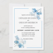 Light Blue Watercolor Botanical Floral Wedding Einladung (Vorderseite)