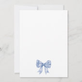 Light Blue Watercolor Bow Ribbon Boy Baby Dusche Einladung (Rückseite)