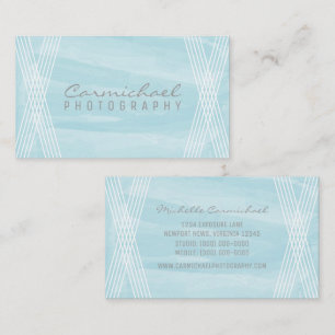 Light Blue Watercolor Deko Business Card Visitenkarte