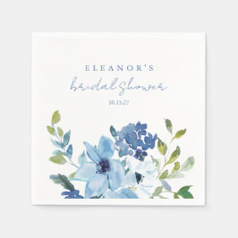Light Blue Watercolor Floral Brautparty Custom Serviette
