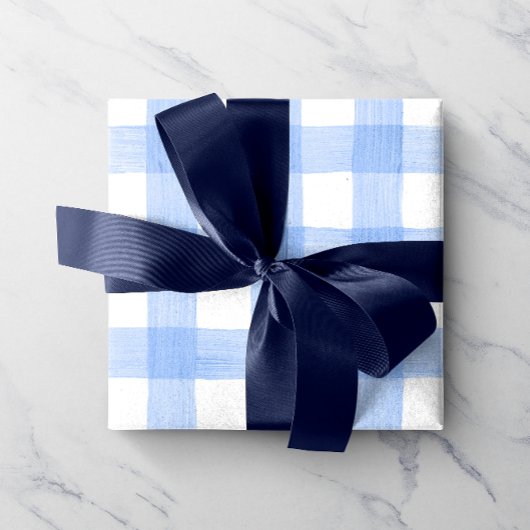 Light Blue Watercolor Gingham Wrapping Paper Geschenkpapier