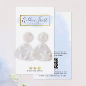 Light Blue Watercolor Gold Earring Juwelier Displa Visitenkarte