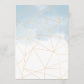 Light Blue Watercolor Gold Geometric Frame Wedding Menükarte (Rückseite)