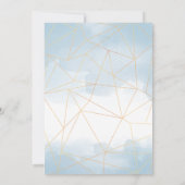 Light Blue Watercolor Gold Geometric Wedding Einladung (Rückseite)