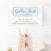 Light Blue Watercolor & Modern Gold Geometric Chic Banner (Insitu)