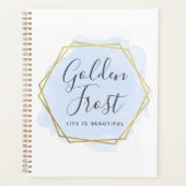 Light Blue Watercolor & Modern Gold Geometric Chic Planer (Vorderseite)