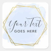 Light Blue Watercolor & Modern Gold Geometric Chic Quadratischer Aufkleber (Vorderseite)