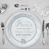 Light Blue Watercolor Prince Baby Shower Pappteller