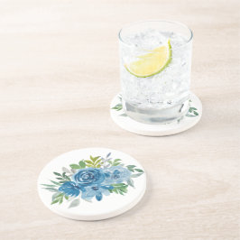 Light Blue Watercolor-Rose Getränkeuntersetzer