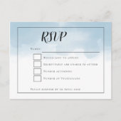 Light Blue Watercolor Script Wedding RSVP Postkarte (Vorderseite)