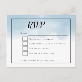 Light Blue Watercolor Script Wedding RSVP Postkarte