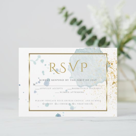 Light Blue Watercolor Spritzer UAWG RSVP Karte (Stehend Vorderseite)