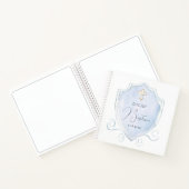 Light Blue Watercolor Wappen Taufen Gästebuch Notizblock (Innenseite)