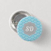 Light Blue Wave Custom Monogram Button (Vorne & Hinten)