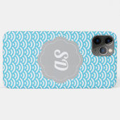 Light Blue Wave Custom Monogram Case-Mate iPhone Hülle (Rückseite (Horizontal))