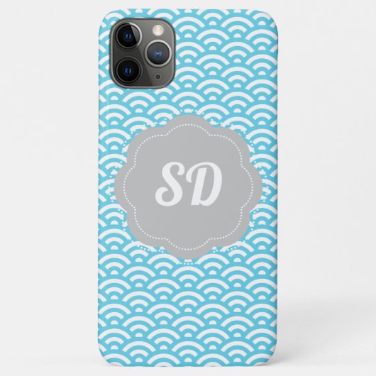 Light Blue Wave Custom Monogram Case-Mate iPhone Hülle (Rückseite)