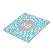 Light Blue Wave Custom Monogram Fliese (Seite)