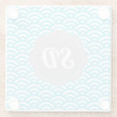 Light Blue Wave Custom Monogram Glasuntersetzer (Rückseite)