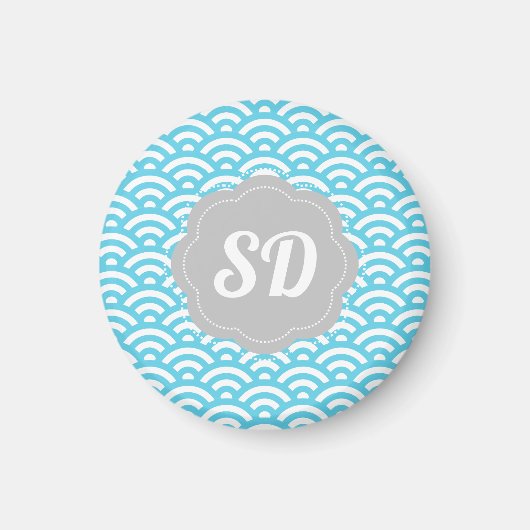 Light Blue Wave Custom Monogram Magnet (Vorne)