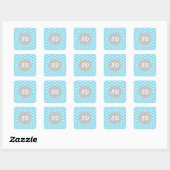 Light Blue Wave Custom Monogram Quadratischer Aufkleber (Blatt)