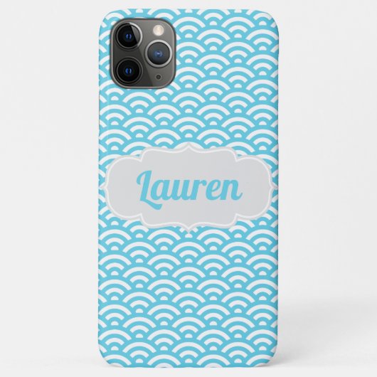Light Blue Wave Individuelle Name Case-Mate iPhone Hülle (Rückseite)
