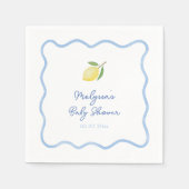 Light Blue Wavy Border Lemons Sweet Baby Dusche Serviette (Vorderseite)